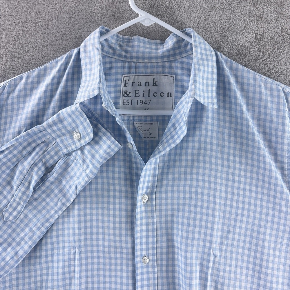 Frank & Eileen Paul Long Sleeve Button Down Shirt‎ Mens Medium Blue Gingham